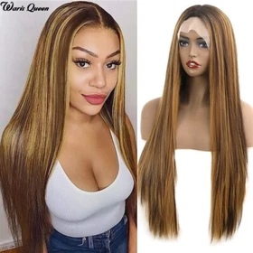 Pink Straight Lace Wig Synthetic 26Inch Heat Resistant Natural Hair perruque