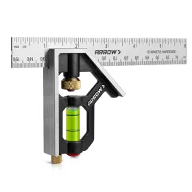 HT06022 ARROW FASTENER Combination Square Bubble Level Steel