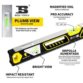 BS02306 B-BOSI TOOLS Magnetic Bubble Level Dual View High #2