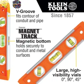 744759932716 KLEIN TOOLS Magnetic Torpedo Level Groove Nose #2
