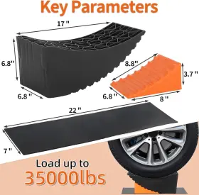 17PL OULEME Raised Tire Ramp Curved Leveling Blocks Rv Camper #3