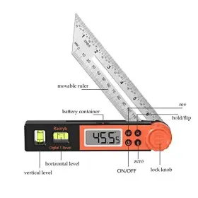 NJDC09 RAINYB Digital Angle Finder Protractor Bevel #3