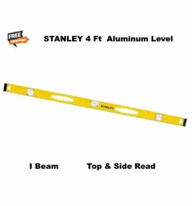 42-480 STANLEY 4 FT ALUMINUM LEVEL Top Reading Vial Beam Job