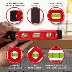 PRO-NV201 MAGNETIC Torpedo Level Bubbles Shock #2