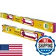 Stabila 37816 48-Inch and 16-Inch Aluminum Box Beam Level Set, Yellow