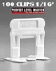 1/16" T-Lock 100 Clips - Perfect Level Master  - Tile Leveling System spacers