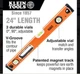 935L Klein Tools 24" Rare Earth Magnet Bubble Torpedo Level, 3 Vials, Aluminum