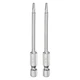 HARFINGTON 2pcs T10 Security Torx Bit 1/4" Hex Shank 3" Long T10, Silver Tone 